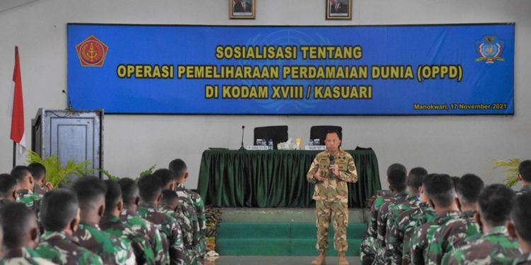 Kodam Kasuari Sosialisasi Peran TNI dalam Operasi Pemeliharaan Perdamaian Dunia (Foto Pendam XVIII/Kasuari)
