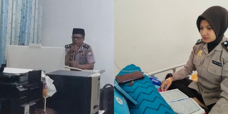 Dua Personil Polres Fakfak yakni Aiptu Masrudin Rumailili dan Bripda Nurul I. Rumadan, masing-masing berhasil meraih rangking 1 dalam seleksi MTQ Polri tingkat Polda Papua Barat, yang dilaksanakan secara virtual, Senin 8 Agustus 2022 (Foto Humas Polres Fakak).