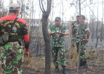 Suasana Dandim 1803/Fakfak Letkol Inf Tri Handoko Wicaksono Terjun langsung ke lokasi terjadinya kebakaran hutan di Wilayah Distrik Bomberay, Kabupaten Fakfak, Papua Barat, Sabtu 2 September 2023 (Foto: Ist)